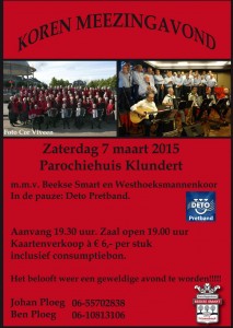 Optreden Deto Pretband bij Koren Meezingavond @ Parochiehuis Klundert